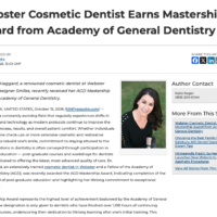 Webster Cosmetic Dentist Earns Mastership Award from Academy of General Dentistry